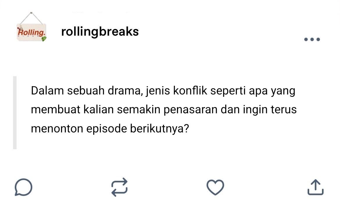 RollingBreaks's tweet photo. (vii) Seventh day: 

Every great drama has a conflict that keeps us wanting more.
What kind of conflict makes you stay and look forward to the next episode? https://t.co/Hw1VtcGQox