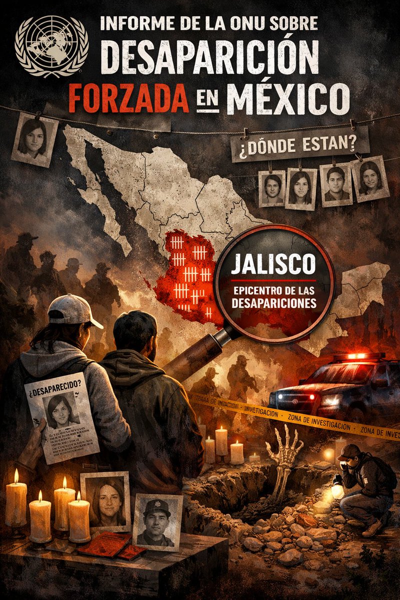 VMGlezR's tweet photo. (1/5)

Notas sobre JALISCO EN EL INFORME DE NACIONES UNIDAS sobre Desaparición Forzada en México.

1. "...en...Jalisco... un porcentaje significativo de casos de desapariciones pudieron haber sido cometidas por agentes del Estado." (pg 14)
🧵👇 https://t.co/U5INVBbmBK