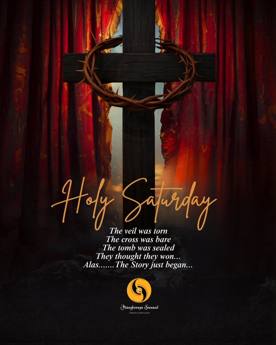 Samidiagbonya's tweet photo. The Veil was torn
The Cross was bare
The Tomb was sealed 
They thought they won.

The Suspense is building...
What becomes the King in the tomb?

Alas... The Story Just Began...

Rivetingly committed to purpose.

#HolySaturday #Storyteller #Purpose https://t.co/KCS1vKyGpF