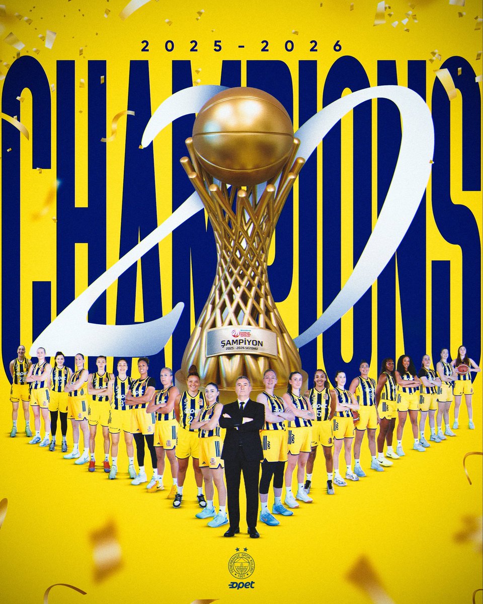 euroleague_time's tweet photo. 🏆 KADINLAR SÜPER LİGİ'NDE ŞAMPİYON FENERBAHÇE!

🟡🔵 Fenerbahçe Opet, final serisi 3. maçında deplasmanda Galatasaray Çağdaş Faktoring'i 87-76 mağlup ederek üst üste 8. şampiyonluğunu kazandı! https://t.co/l7EVdU3wzI