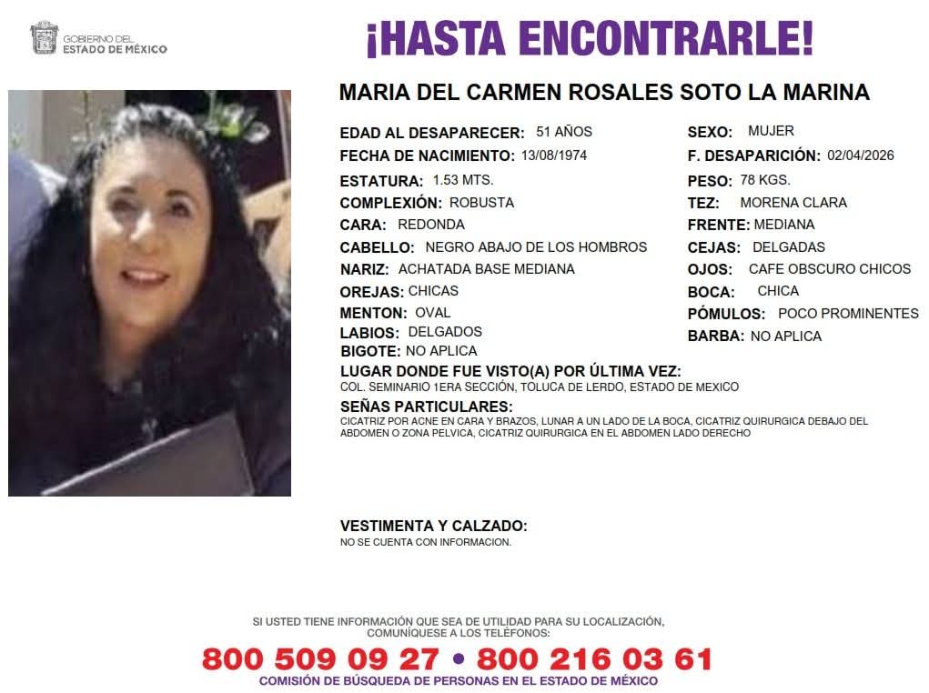 COBUPEM's tweet photo. Solicitamos de tu apoyo en difusión para dar pronta localización a María del Carmen Rosales Soto la Marina, comunícate a los teléfonos al pie del boletín. #TodosEnLaBúsqueda https://t.co/bK2NoRL14v