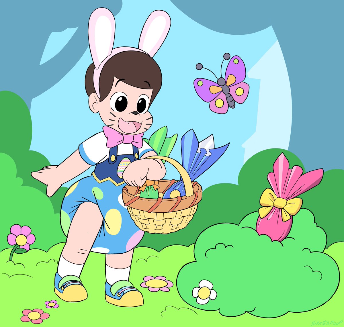 Sketchpoof's tweet photo. Mom can't hide it too much so he has a chance to find it ^w^🐰

I hope everyone has a wonderful Easter week. And for those who want to color it to remember the old times, here's a blank version🖍️ https://t.co/y25pO2fasT