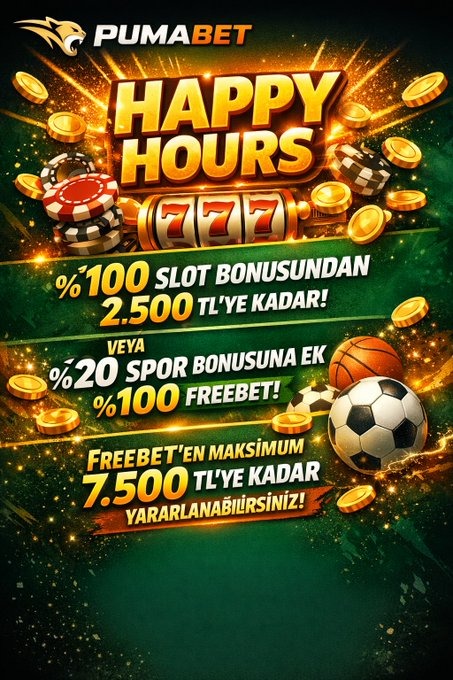 🎰 PUMABET | HAPPY HOURS 🎉
🔥 %100 Slot Bonusu 2.500 TL’ye kadar!
⚽ %20 Spor Bonusu + %100 Freebet!
💸 Freebet ile maksimum 7.500 TL kazanma şansı!
👉 Kayıt Ol: adie.us/earningpb

#Pumabet #Bonus #Freebet #HappyHours