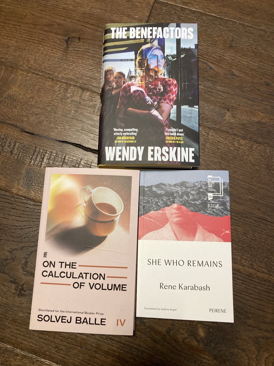 fionamsharp's tweet photo. Easter Saturday book shopping ⁦@TheBookerPrizes⁩ ⁦@WomensPrize⁩ https://t.co/8lvcYDKnze