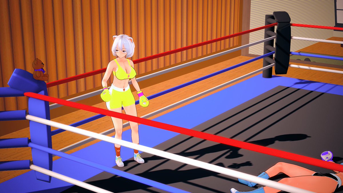 SilentSage25's tweet photo. A short fight between Sapphire and @CtarArt 's Naida! Sapphire's cold and direct boxing prowess overcomes Naida quickly. Sapphire then glances back at her teddy bear coach, Espresso for his praise and encouragement! (?)

🎨: Ctar! https://t.co/biLZAe1d1C