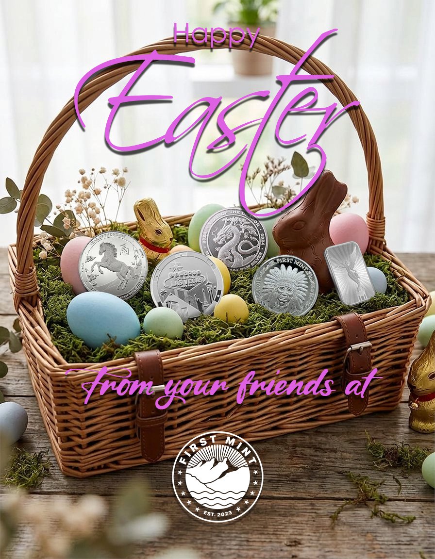 FirstMintLLC's tweet photo. Wishing you a very Happy Easter! 🐰May your basket be filled with joy, good company, and maybe a little something extra that shines. 😉
#FirstMajestic #FirstMint #MineToMint #SilverCoins #SilverBullion #Silver #SilverStacking #Tripledigitsilver @FMSilverCorp @keith_neumeyer @FirstMintLLC