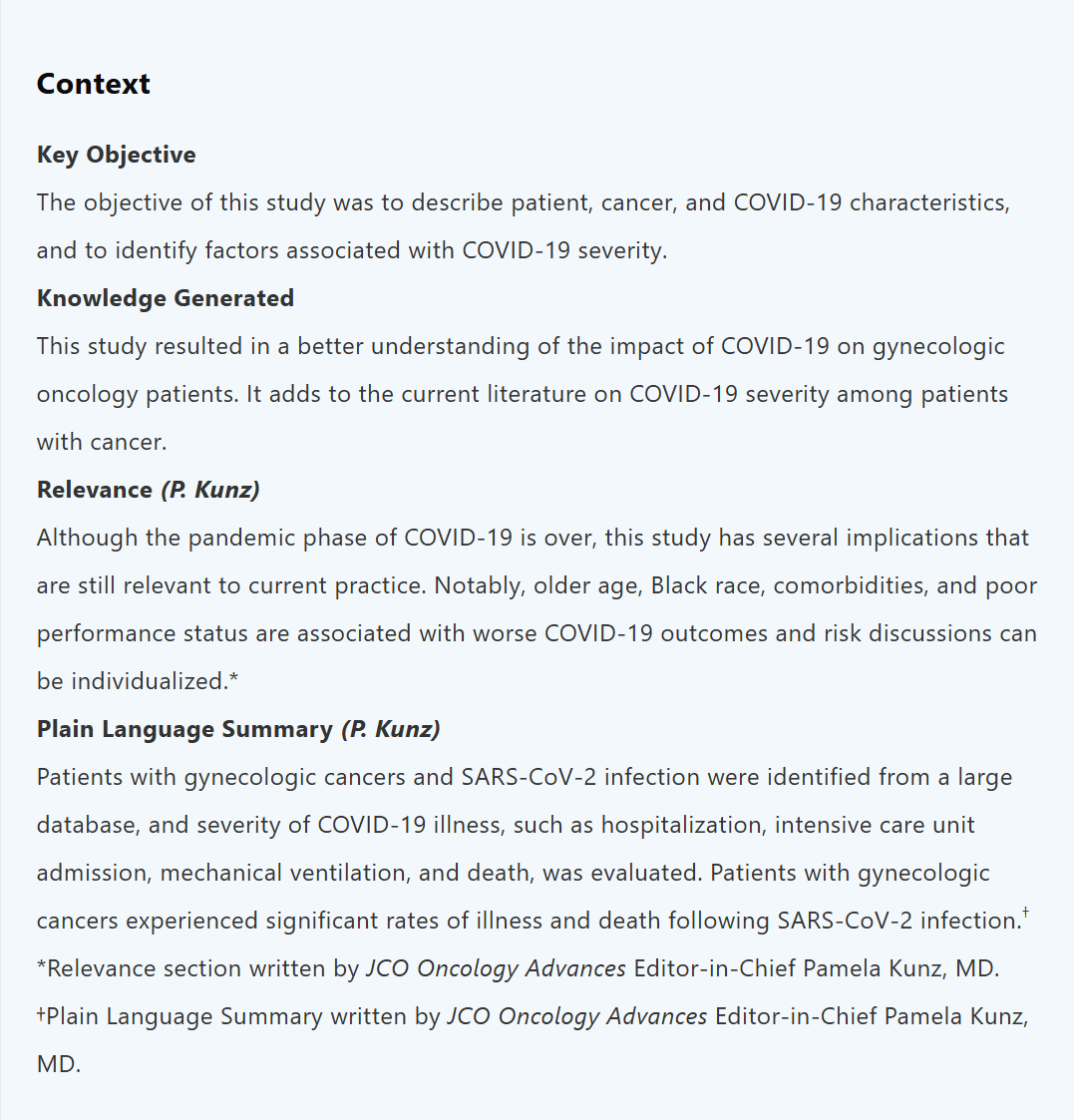 mtmdphd's tweet photo. COVID-19 in Patients With Gynecologic Cancer: A Report From the COVID-19 and Cancer Consortium [Mar 16, 2026] @AlainaJBrown et al. @COVID19nCCC @JCOOA_ASCO  https://t.co/lZU3hFiNSS #gyncsm #CCC19 #COVID19nCancer #COVID19 https://t.co/mG18P0SHk3
