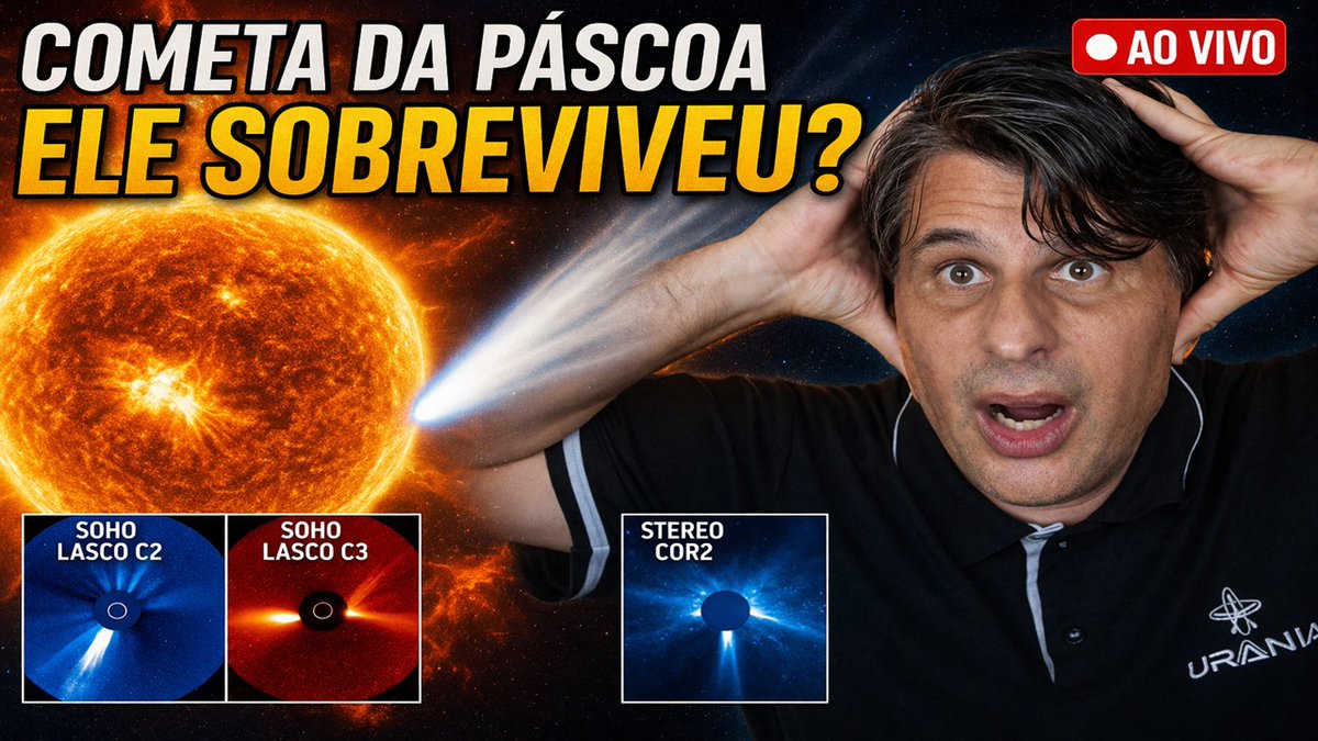 🚨 AO VIVO AGORA

☄️ Cometa da Páscoa
O C/2026 A1 passou pelo momento mais crítico junto ao Sol.

Ele sobreviveu?

Vamos analisar ao vivo com imagens do SOHO, LASCO e STEREO:
📺 youtube.com/live/Lufc9ynCN…

#Astronomia #Cometa #SOHO