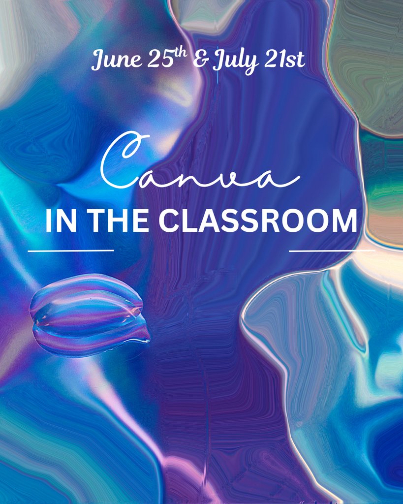 SCSC1985's tweet photo. Join Canva in the Classroom: Student-Centered Design Tools to learn how to use Canva for visuals, videos, collaboration, and more—plus create ready-to-use templates and standards-aligned activities! You have two opportunities to take this workshop. June 25th or July 21st. https://t.co/56EGYq8XdX