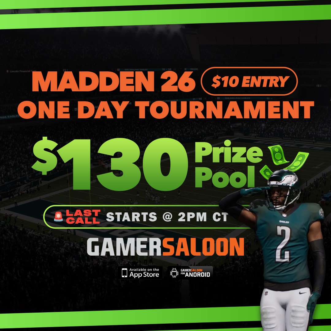 GamerSaloon's tweet image. 🚨 LAST CALL! Launching soon: One Day MADDEN 26 Tournament with $130 in Prizes. 🏈 Limited seats left - Join this quick play tournament starting at 2PM CT 🏆 Register now: ow.ly/TTNy50YBYJ1

 #Madden26 #MaddenTournament #GamingTournament #Esports #VideoGameCompetition