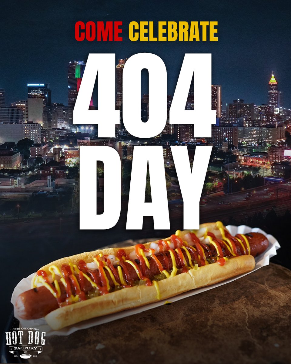 TheDog31730's tweet photo. Happy 404 Day to the city that made the code iconic—Atlanta 🔥
Culture, music, and energy you’ll never find missing... and of course the ATL XL Footlong!

#404Day #Atlanta #ATL #footlonghotdog #hotdogs https://t.co/nts0sHa4jm