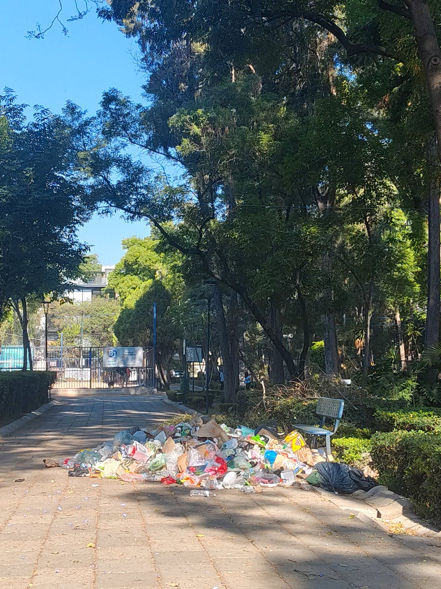 Tiradero de basura en pleno parque de #pilares . Los camiones de la basura allí, pero no la levantan! <a href="/benitojuarez_en/">Alcaldia Benito Juaréz</a>  ahí te encargamos!