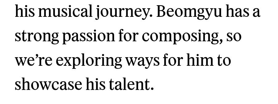 on top of beomgyu being confirmed to barely have any lines on this album (per usual) he is also Again the only member not to have any writing or composing credits, but i heard from that one ass producer that they “actively help him explore ways to showcase his talent”.. right..