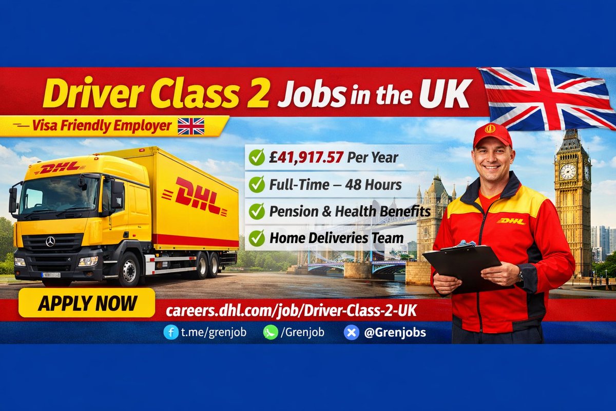Grenjobs's tweet image. 🇬🇧 Class 2 Driver needed in Doncaster with DHL Supply Chain

💰 £41,917/year | Permanent | 48 hrs

Deliver &amp;amp; install large home appliances as a 2-person crew.

Apply early 👇
t.me/grenjob/1649

#UKJobs #DriverJobs #HGVDriver #Grenjobs