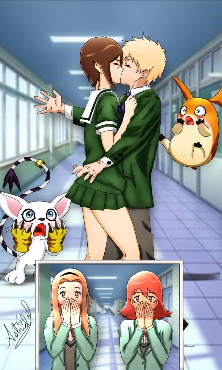 AstricitaM's tweet image. Digimon Tri 
El beso accidental 
Takeru y Kari 
#digimonadventuretri #Takaridigimon #Takerutakaishi #kariyagami #Gatomondigimon #patamomdigimon #mimitachikawa #soratakenouchi