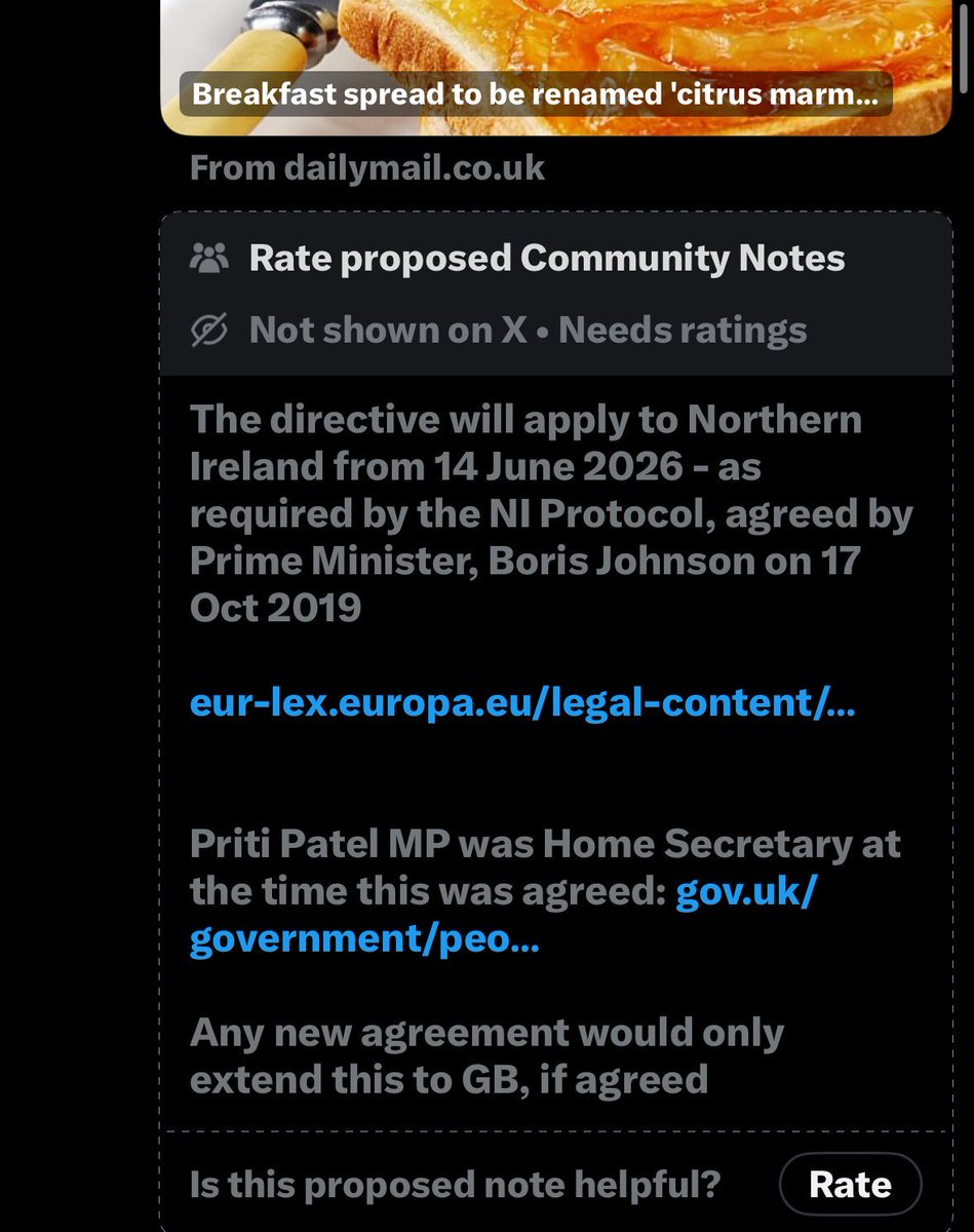 LarglenLarry's tweet photo. @g_gosden @pritipatel is posting  about this shite story  forgetting  that her and liar Johnson agreed to the labelling back in 2019 ⬇️ https://t.co/vRtjMX0tsj