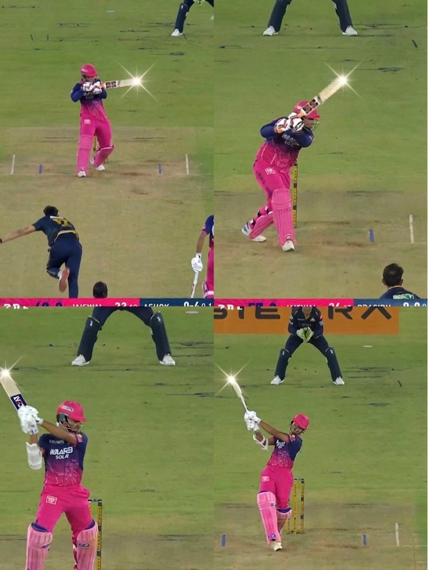 PavanTeja04's tweet photo. @waareegroup @rajasthanroyals Big hits, bigger moments, and unstoppable power! ⚡
This six wasn’t just a shot, it was a statement. 💥
#WaareePowerMoments #RajasthanRoyals https://t.co/33t3ngNX0x