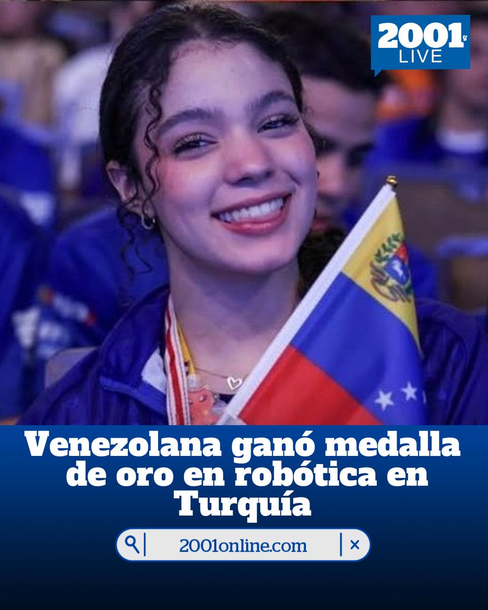 2001OnLine's tweet photo. Con tan solo 16 años,Angelina Ferrer Romero, una joven venezolana hizo historia al obtener la medalla de oro en una prestigiosa competencia de robótica celebrada en Turquía. 

Su innovador proyecto destacó entre participantes de todo el mundo, consolidándola como una de las grandes promesas tecnológicas de la región. #4Abril 🇻🇪 👏 👏 
📸 Angelina Ferrer Romero