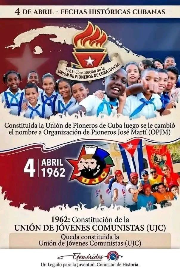 “De pañoletas azules y rojas al carné de la #64UJC: la misma lealtad, el mismo compromiso. Hoy celebramos a los que serán y a los que ya son la continuidad de Martí y Fidel. ¡Viva la #65OPJM y la juventud de esta isla caribeña! 🇨🇺🔥 #100AñosConFidel”
