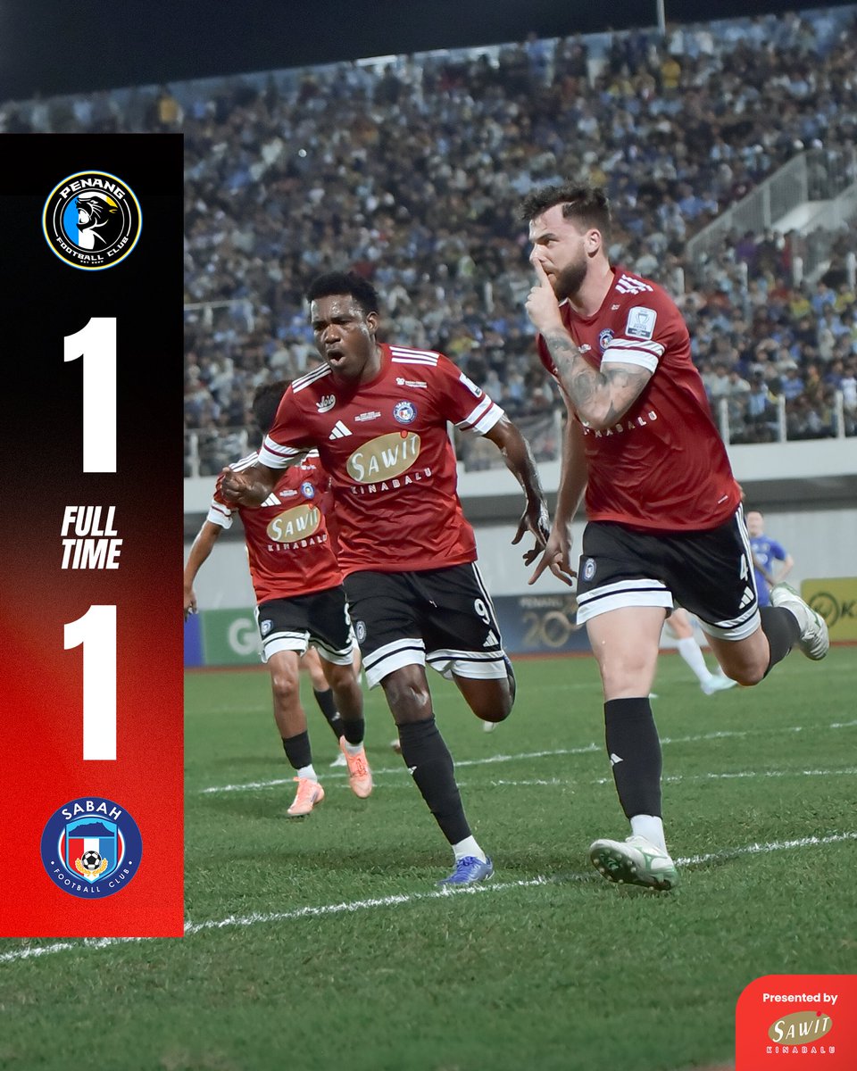 SabahFCofficial's tweet image. KEPUTUSAN MASA PENUH | 𝗠𝗙𝗟 𝗖𝗛𝗔𝗟𝗟𝗘𝗡𝗚𝗘 𝗖𝗨𝗣 2025/26

PENANG 1-1 SABAH

#SabahFC #SabahMajuJaya #BangunlahBersatuSemua