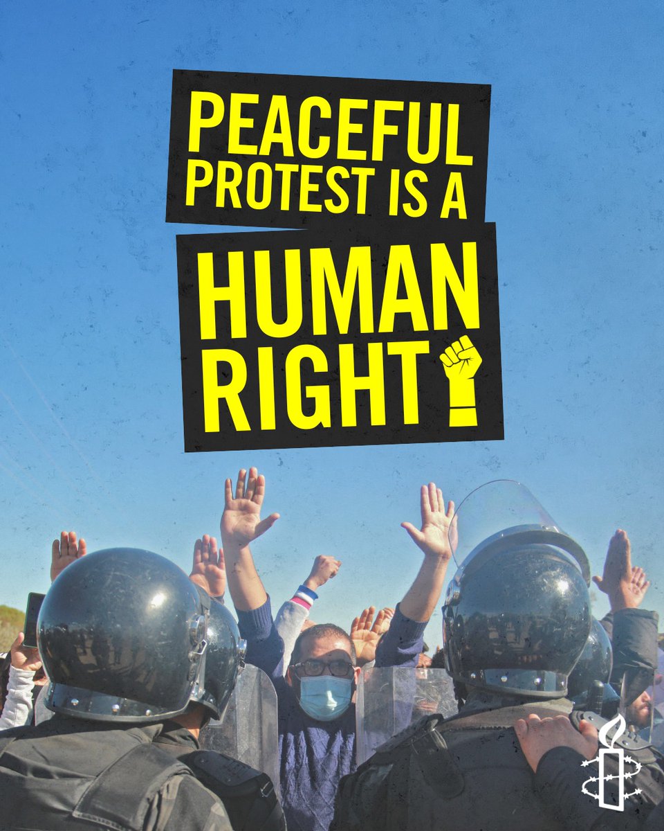amnestyusa's tweet image. Your voice matters. You have the right to say what you think, share information and demand a better world. You also have the right to agree or disagree with those in power, and to express these opinions in peaceful protests.

Today, and every day, we must #ProtectTheProtest.