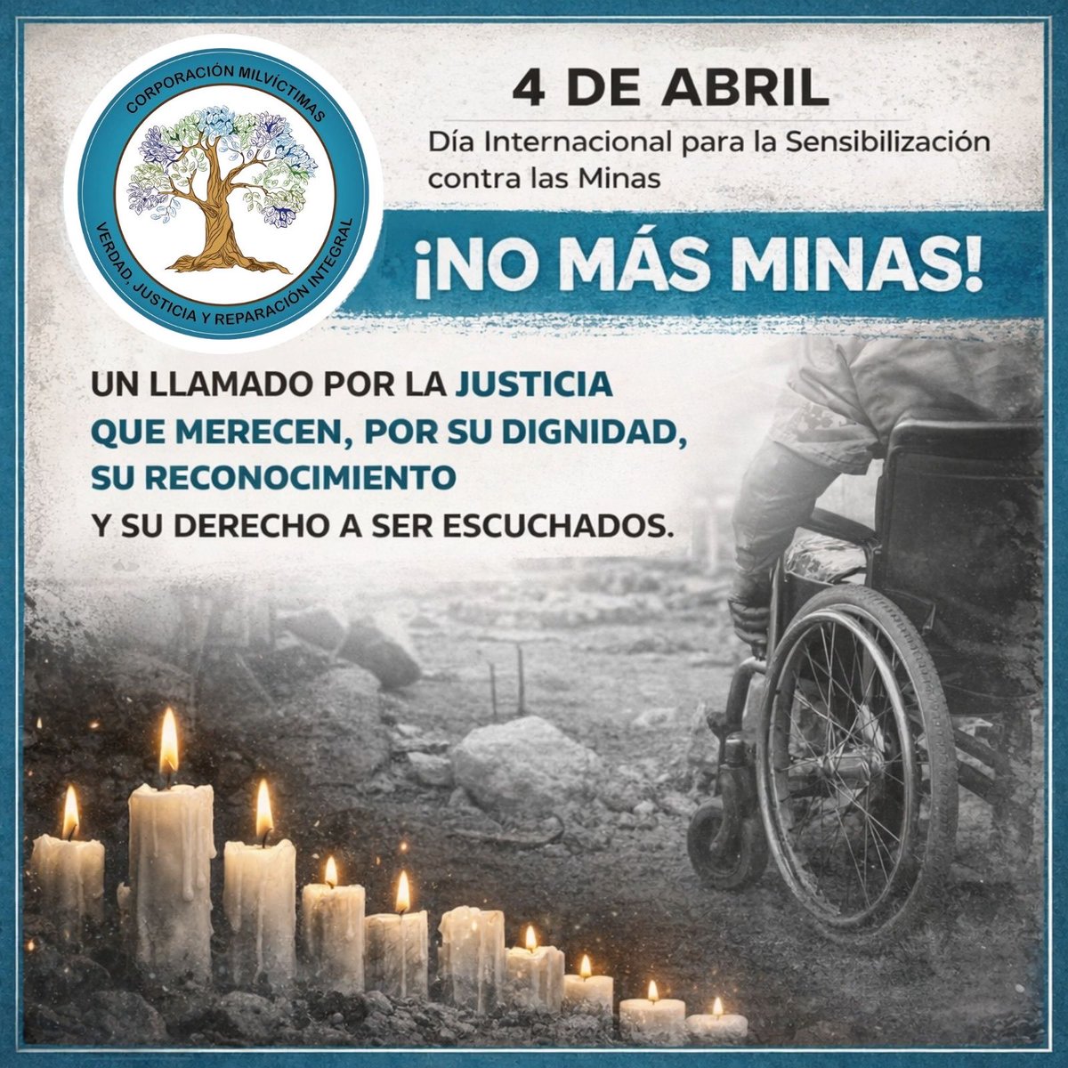 4 de abril. Recordar a las víctimas de minas también es exigir que la justicia transicional las escuche, las reconozca y garantice su participación. #NoMásMinas #JusticiaTransicional #Macrocaso10 #milvictimas