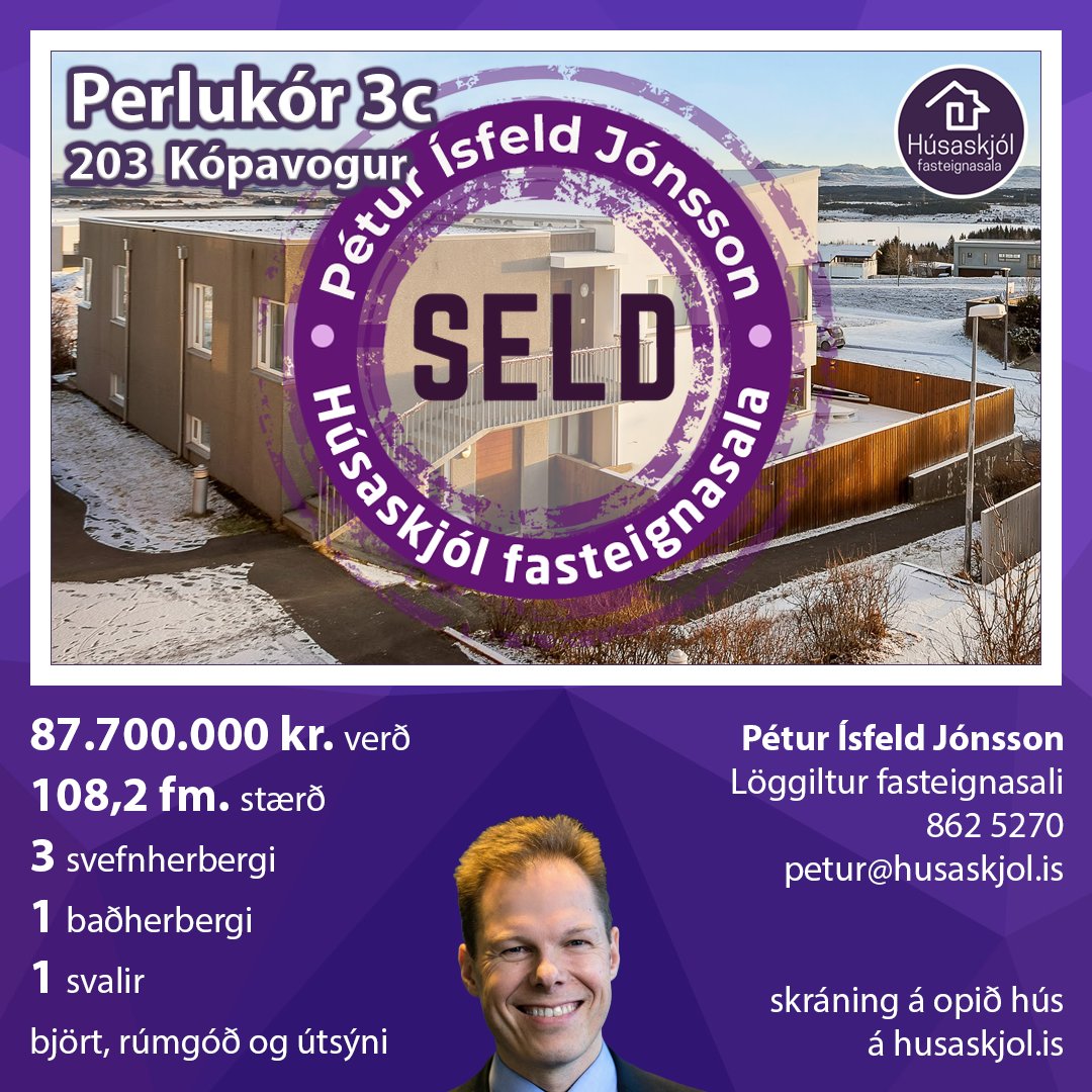 peturisfeld's tweet photo. 💥Perlukór 3c, SELD, með fyrirvara💥

📍Mikil eftirspurn er eftir sambærilegum eignum. 🏠 Við erum með kaupendur á skrá.

👉Ert þú í söluhugleiðingum?
Heyrðu í Pétri Ísfeld í síma 862 5270 eða email petur@husaskjol.is https://t.co/mFkuSmndJ9