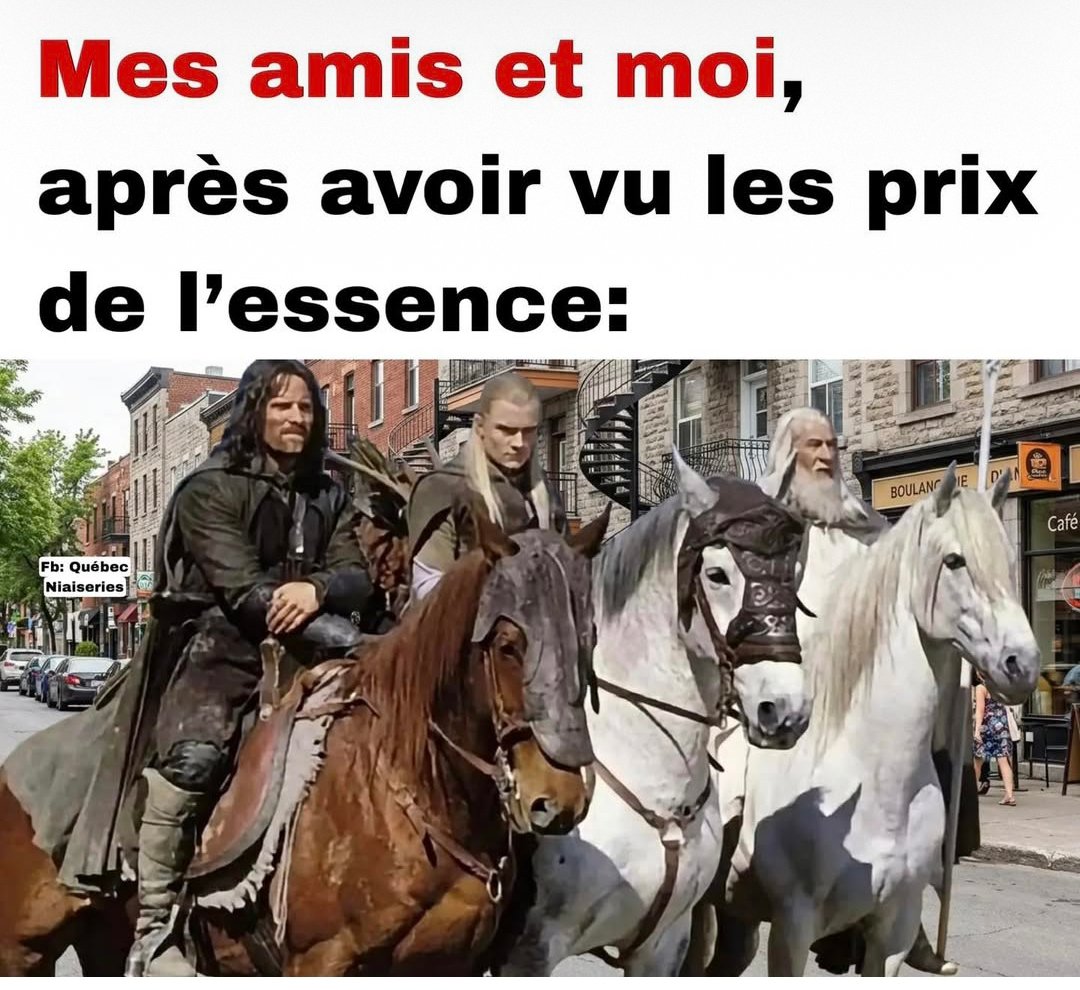 erwan9131's tweet photo. — Legolas, que voient tes yeux d'elfe ?🏹
— Le litre à 2,15€ 💸💸
— On va devoir chevaucher jusqu'en 2027 🐎
#essence #penurie #inflation #viechere #prixessence #carburant #PouvoirDAchat #MemeFrance #humour https://t.co/TbFsZGtKUA