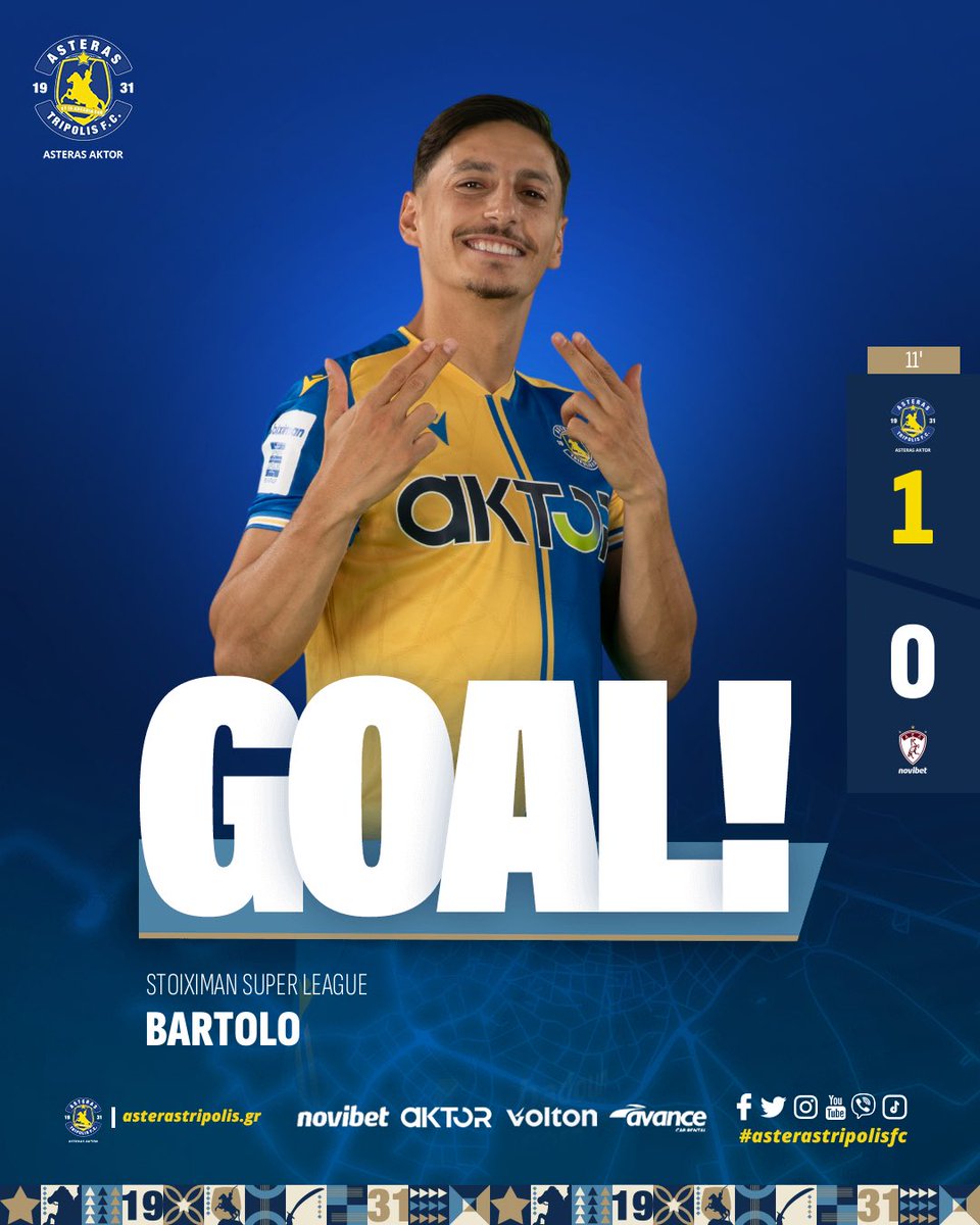 AsterasfcTwit's tweet image. 🟡🔵GOAL‼️⚽️

#asterasaktor #asterastripolisfc #goal #wearealltogether