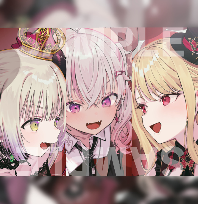 【📢おしらせ】
#にじそうさく11 記念合同誌 「 #PrismFrame 」にて
赤の組織(えま★おうがすと さん/魔使マオ さん/ルイス・キャミー さん)
の御三方を楽しく描かせていただきました～!🥳

なんて超豪華なイラスト集!ゲットするしか
よろしくお願いします!!! 