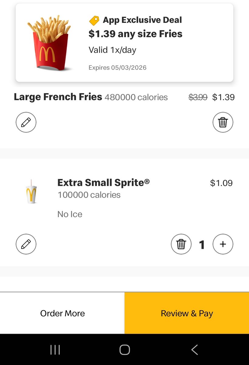 msev_13's tweet photo. How bout that calorie count? 😅 @McDonalds https://t.co/EGCTTw4LOc