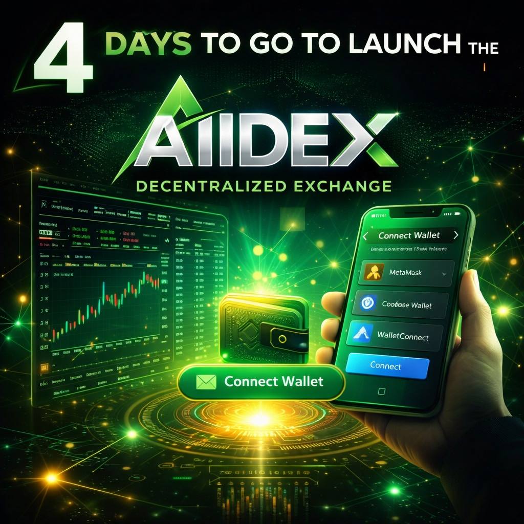 ⚡️ 4 DAYS TO GO ⚡️
The Future of Trading is Almost Here!

Introducing AI DEX — Decentralized Exchange Powered by AI 🤖📊

🔹 Smart AI-Based Trading
🔹 Lightning Fast Transactions ⚡️
🔹 Secure &amp; Fully Decentralized 🔐
🔹 Easy Connect Wallet Feature
🔹 Trade Anytime, Anywhere 🌍