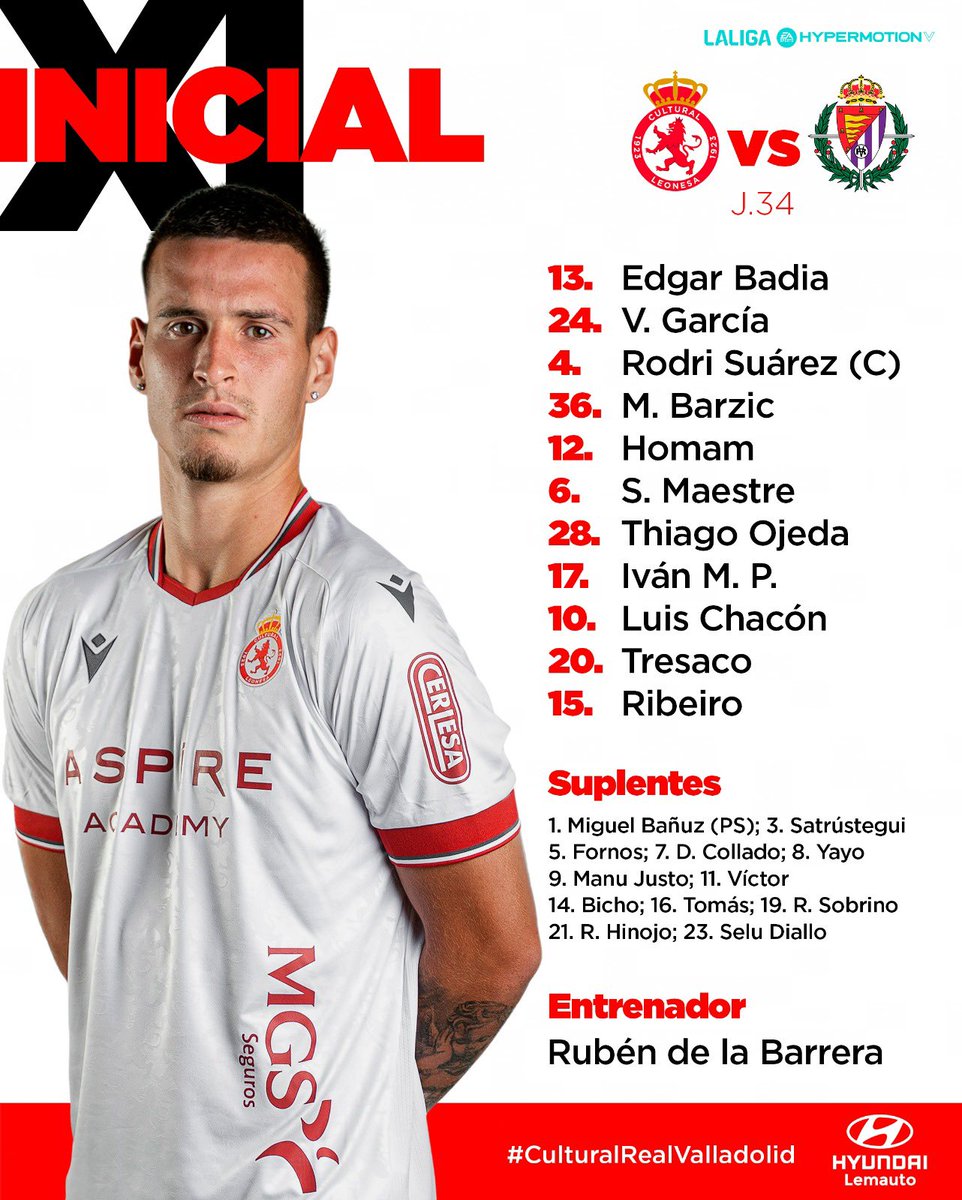 𝗔𝗟𝗜𝗡𝗘𝗔𝗖𝗜𝗢́𝗡 🆚 <a href="/realvalladolid/">Real Valladolid C.F.</a> 

Así salimos en el #CulturalRealValladolid 🔥

#AúpaCultu