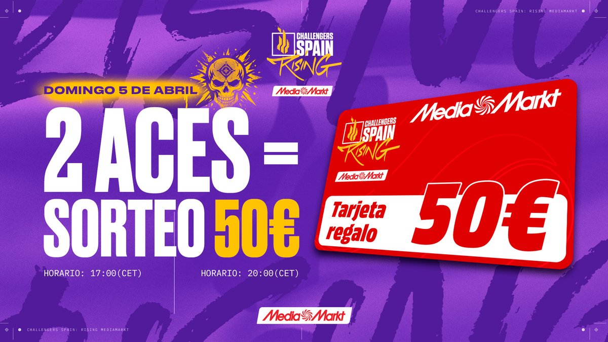 🎁 ¡SORTEO ACTIVADO! 🎁

¿Quieres llevarte una tarjeta de 50€ de MediaMarkt? 🛒💥

🚨 SE ACTIVA EN CUANTO SE CONSIGAN 2 ACE 🚨

Para participar:

🔁 RT
❤️ Like
👥 Menciona a 2 amigos

Y no olvides seguirnos 🫡

¿Habrá manos legendarias mañana? 👀

#RisingMediaMarkt