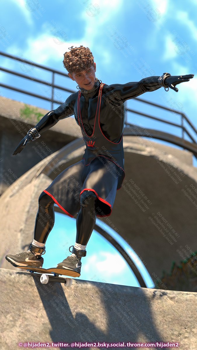 Hijaden2's tweet photo. (4 images) Hello everyone!
I hope you all are having a good weekend! Things are better for me. So even more hot stuff incoming soon.
Today you get a skater boy in rubber suit, gear, and sneakers, and some with out the suit. 
Enjoy!😀

#skater #CGI #rubberboy #fetish #gearfetish https://t.co/2F23PeF8HT