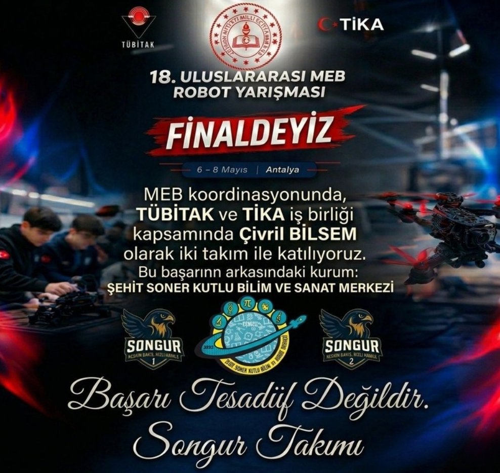 Civrilbilsem's tweet photo. Kurumumuz SONGUR takımı, Mebrobot finaline iki takımla katılmaya hak kazanmıştır.
Öğrencilerimiz, Azra ve Büşraya diğer takımımızdan Melisa ve Hümeyrayı tebrik ederiz.
Danışmanımız Fesih Yorulmaz ve Ayten İlhan'a teşekkür ederiz
"Işıkları Sönmeyen Okul"
@ArgeDenizli 
@denizlimem https://t.co/7au2mk8w38