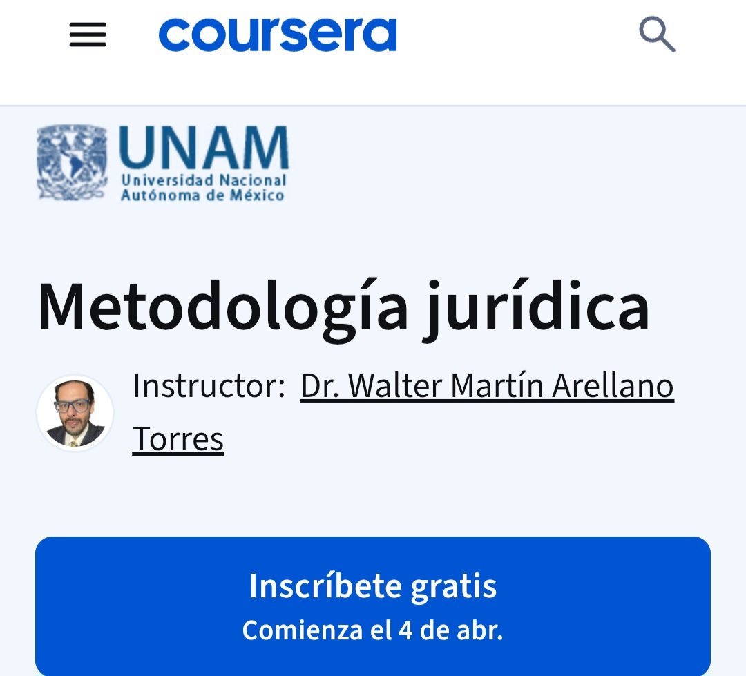 juangaleanorey's tweet photo. Curso de Metodología Jurídica. 
Coursera / UNAM 
⬇️
https://t.co/OPKFfUIYmC https://t.co/cbhGIgxCvc