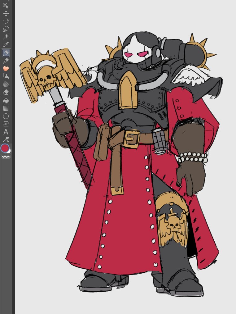 > be me
> creative block bcs of late dad
> hey, let's be funny and make a "Brother of Battle" (boy SoB) to cope
> draw
> Primaris Astartes Chaplain in sallet
> motherf-