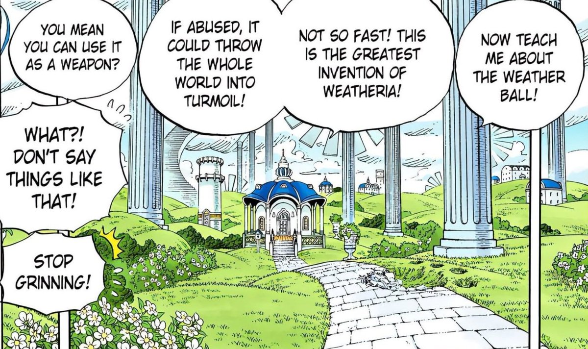 NamiOrigins's tweet photo. #ONEPIECE1179 

We have to consider York's mother flame being a failure so far makes it dangerous Nami and Zeus were the first to perceive Imu's arrival. 

Weather balls are the closest we have seen to Mother flame and Haredas warned Nami they could be dangerous in bad hands. https://t.co/H9MirYXYw1