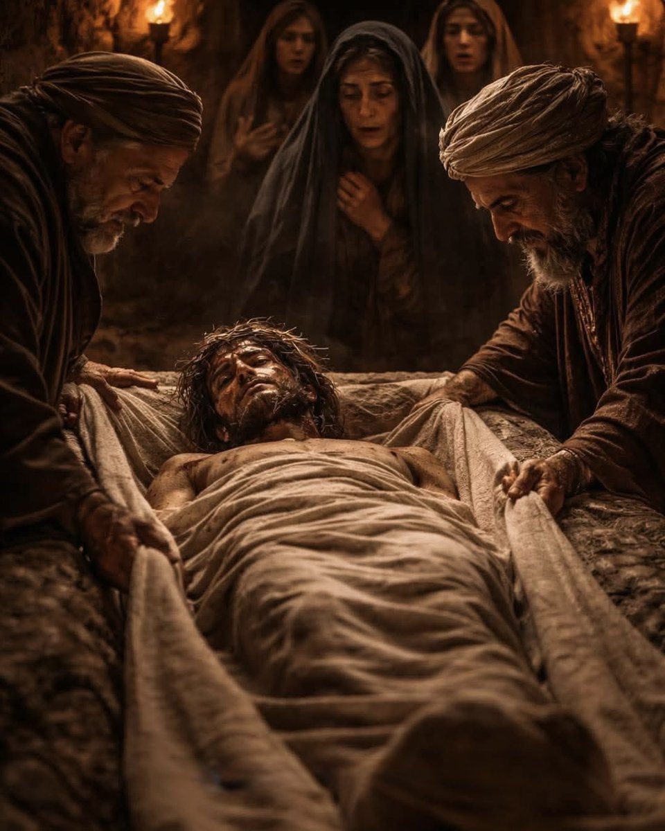 The Burial of Jesus🇻🇦

Most people rush past the burial of Jesus to get to the Resurrection, but if you slow down and sit in this moment, you will realize something powerful. The Son of God did not just die. He was carried, wrapped, and placed into a real tomb. Not a symbol. Not