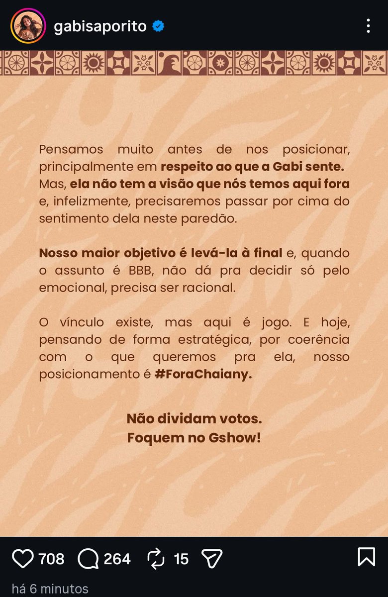 Scrr os adm da Gabi pedindo fora chay #BBB26