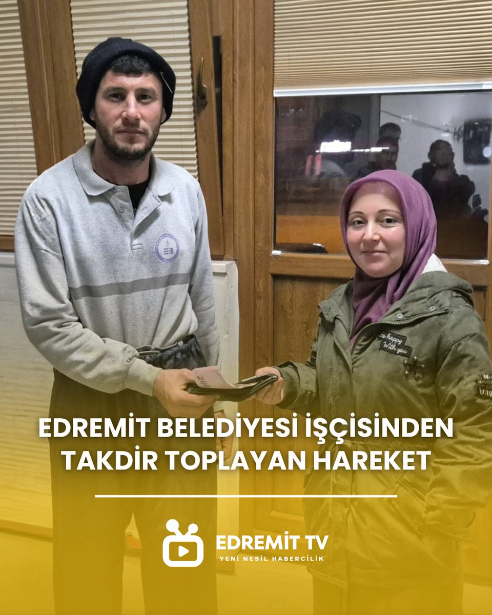 edremit_tv's tweet photo. Edremit Belediyesi Temizlik İşleri personeli Mustafa Bayırlı, içinde bir miktar para, kimlik ve banka kartlarının bulduğu cüzdanı vakit kaybetmeden Körfez Polis Merkezi’ne götürerek sahibine ulaştırılmasını sağladı.

Kaynak: Körfezde Haber &amp; Emre Terzioğlu https://t.co/EBrwzIhANl