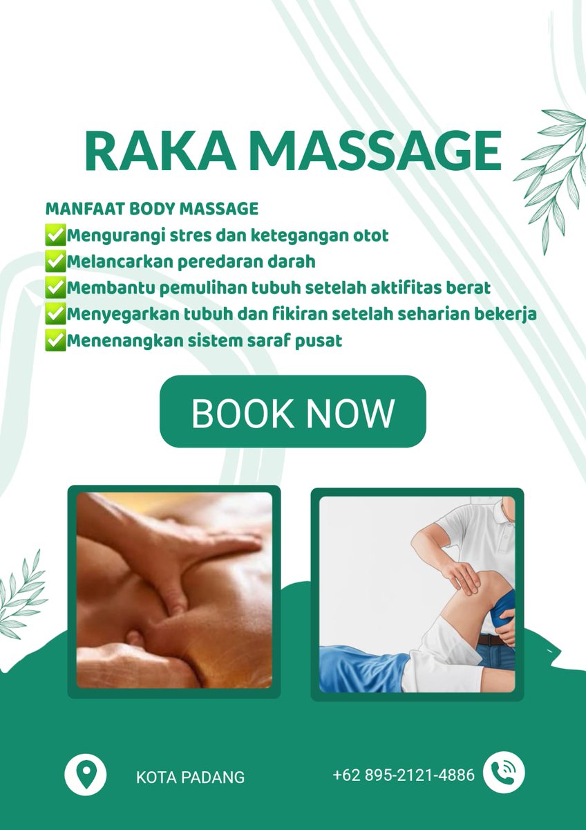 Andi09263's tweet photo. Open order untuk yg minat pijat area kota Padang dan sekitar,diraka massage solusinya untuk pijat capek,angin dan relaksasi guys, silahkan hubungi no hpnyg ada di bio y
#massagekotapadang
#pijatkotapadang
#massagefullbodypadang
#pijatvitalitas
#pijatsumaterabarat https://t.co/dBpmVYEICy