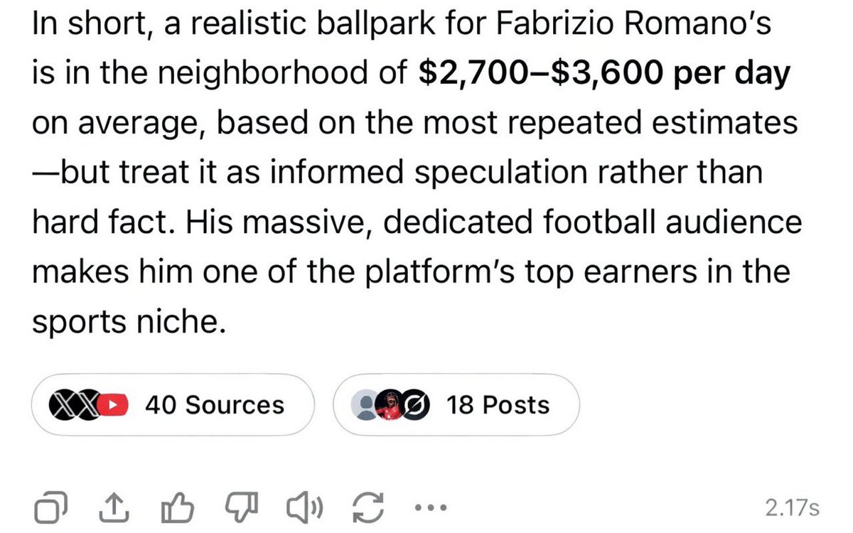 FPL_Dynamo's tweet photo. 🍿🎥 : Fabrizio Romano income just from X alone. 😳 https://t.co/OZXT0bmC5K