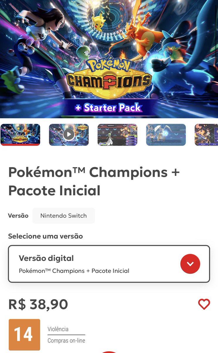 CentroLeaks's tweet photo. Pokémon Champions has been rated 14+ in Brasil due to the in app purchases. https://t.co/37rZqORfrV