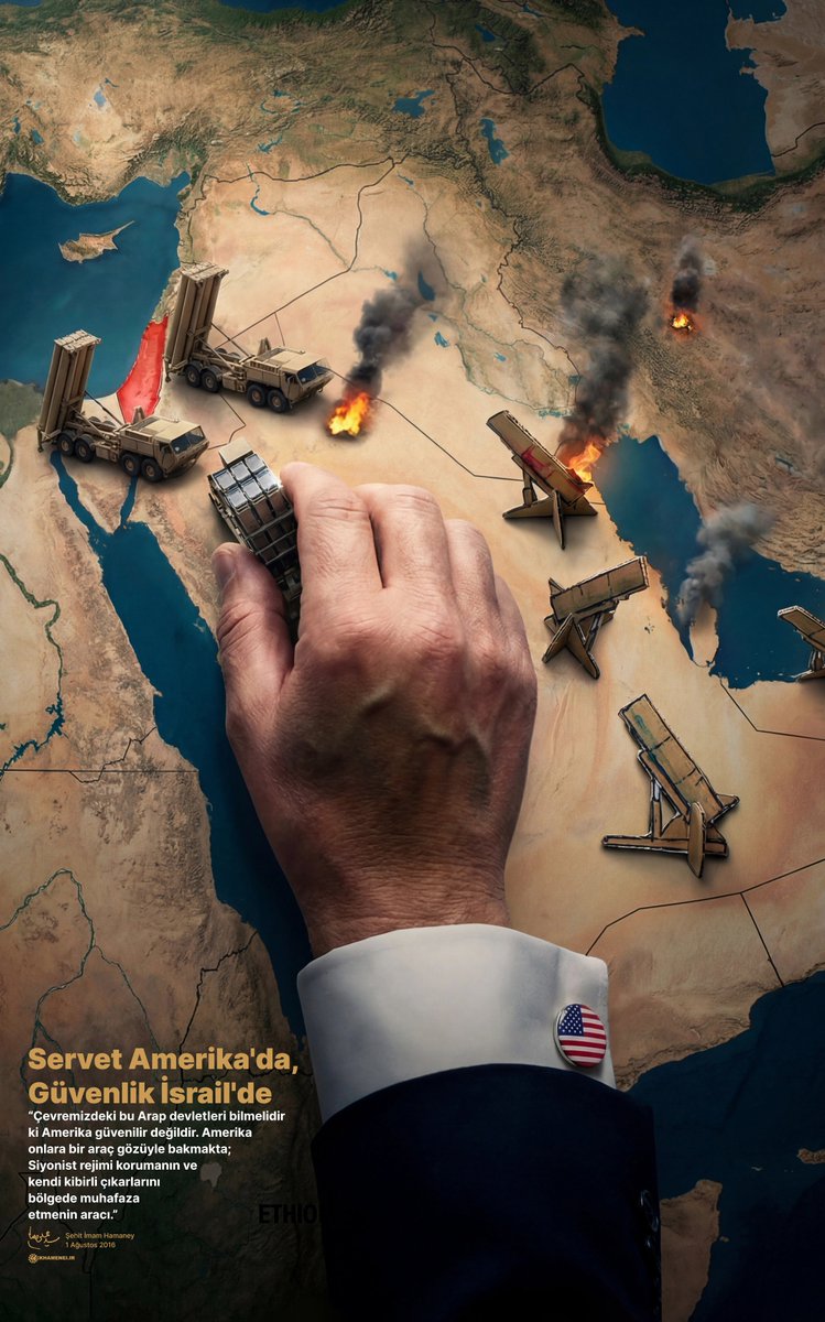 tr_khamenei_ir's tweet image. Servet Amerika'da, Güvenlik İsrail'de

“Çevremizdeki bu Arap devletleri bilmelidir ki Amerika güvenilir değildir. Amerika onlara bir araç gözüyle bakmakta; Siyonist rejimi korumanın ve kendi kibirli çıkarlarını bölgede muhafaza etmenin aracı.” 

Şehit İmam #Hamaney
1 Ağustos 2016