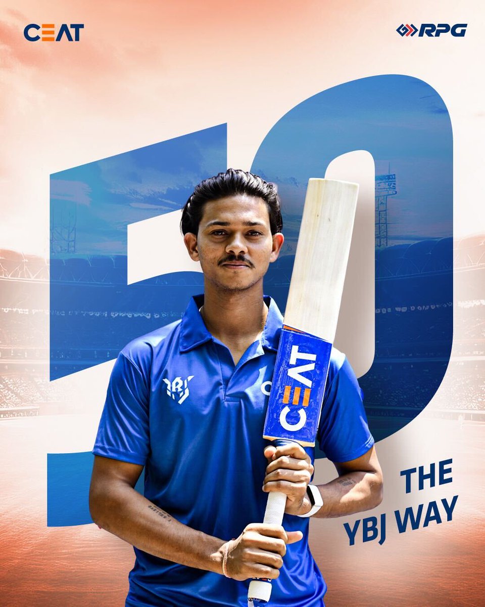 CEATtyres's tweet photo. Halfway to big. Built on focus. Driven by intent. 

[GT vs RR, Yashasvi, YBJ, CEAT, This Is RPG] https://t.co/shAtSV2F2v