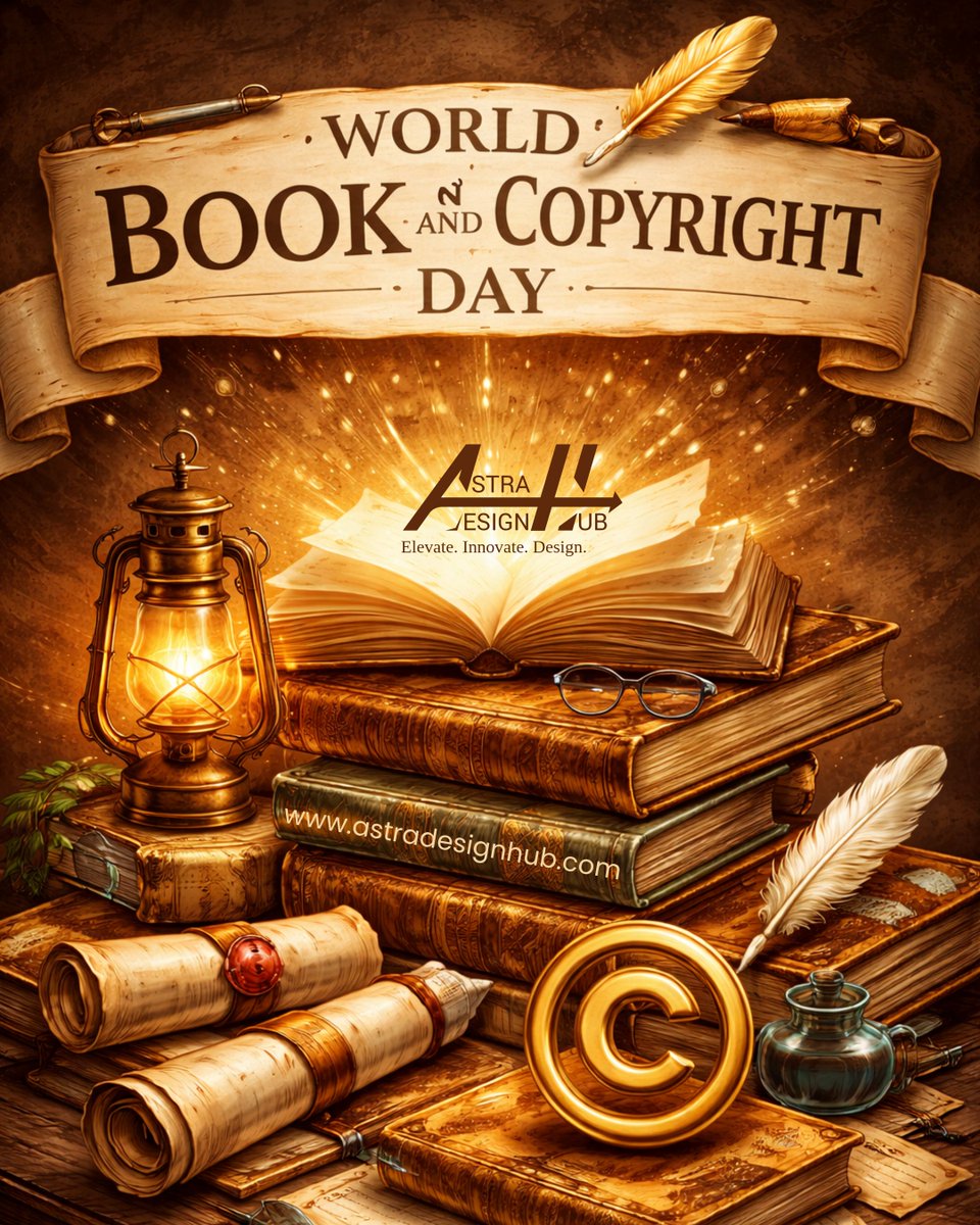 astradesignhub's tweet image. World Book &amp;amp; Copyright Day

Books are a uniquely portable magic. 📖
Celebrate the power of reading and respect creators’ rights.
#WorldBookDay #Copyright #ReadingCulture #AstraDesignHub #ContentCreation #BrandStory