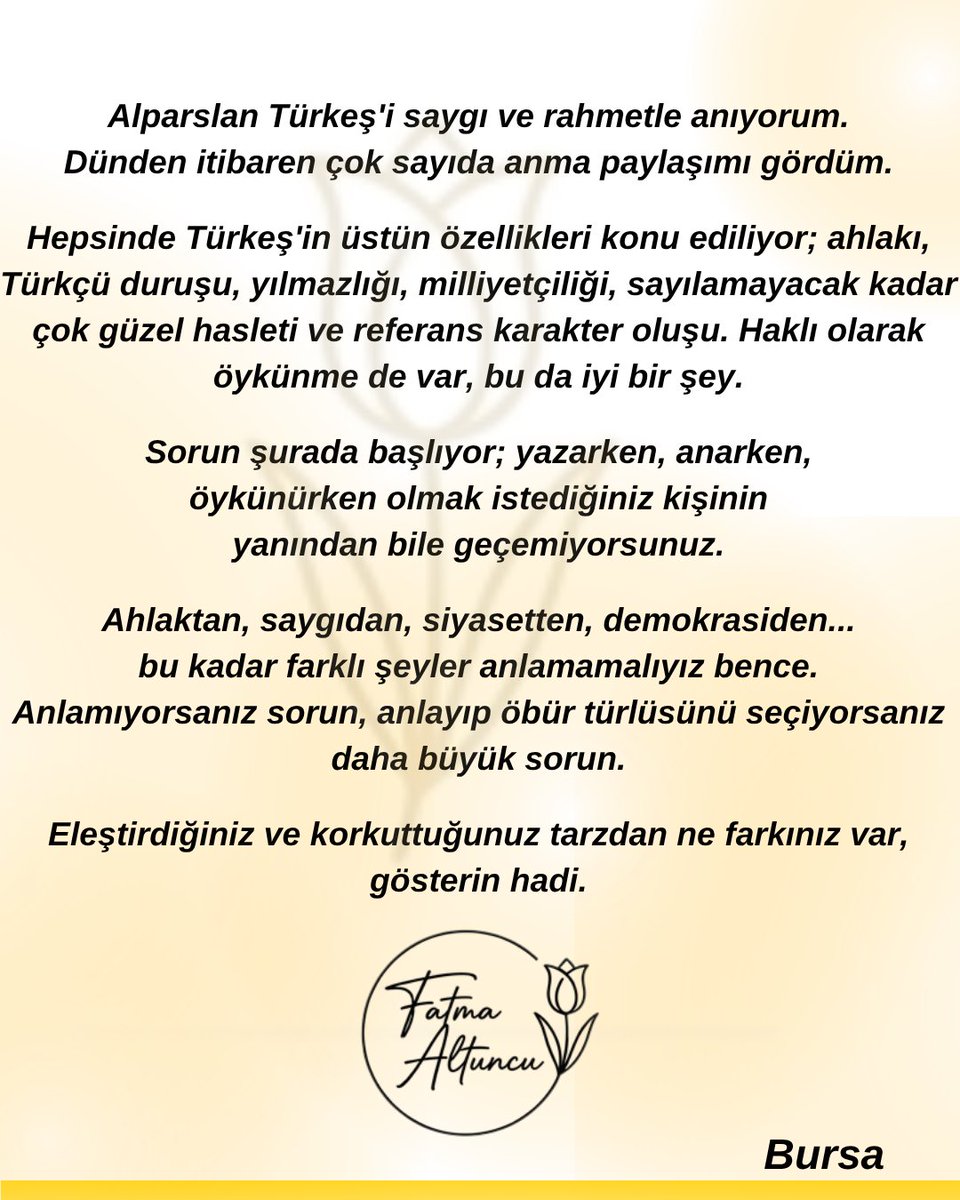 FatmaAltuncu's tweet photo. Alparslan Türkeş'i saygı ve rahmetle anıyorum. #AlparslanTürkeş https://t.co/fFgpzNilAL