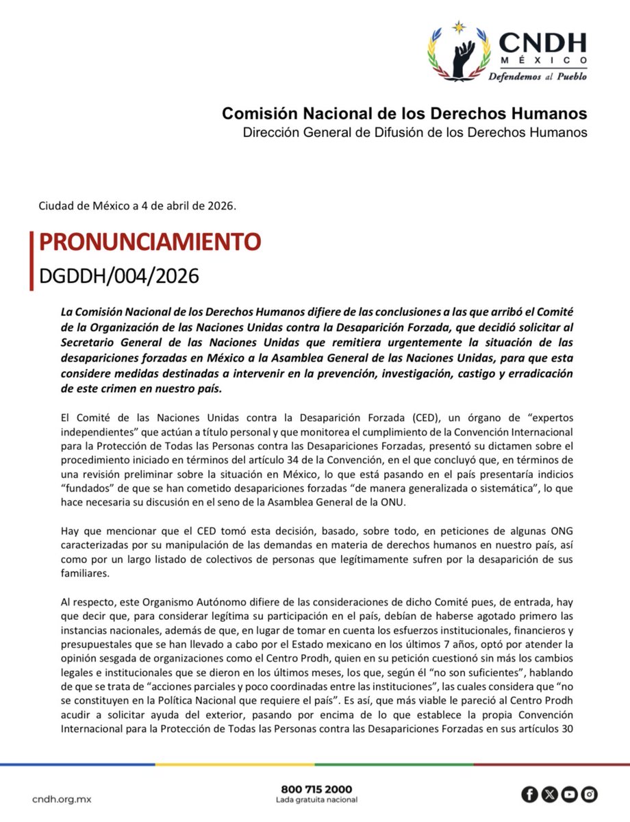 CNDH en México tweet media